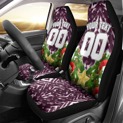 Personalised Sea Eagles Rugby Christmas Car Seat Cover Santa Rugby Mascot - Pine Wreath Festive