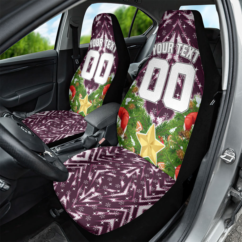 Personalised Sea Eagles Rugby Christmas Car Seat Cover Santa Rugby Mascot - Pine Wreath Festive