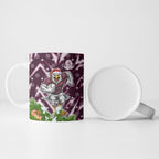 Personalised Sea Eagles Rugby Christmas Ceramic Mug Santa Rugby Mascot - Pine Wreath Festive