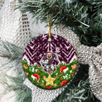 Sea Eagles Rugby Christmas Ceramic Ornament Santa Rugby Mascot - Pine Wreath Festive