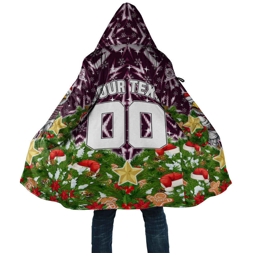 Personalised Sea Eagles Rugby Christmas Cloak Santa Rugby Mascot - Pine Wreath Festive