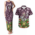 Personalised Sea Eagles Rugby Christmas Couples Matching Tank Maxi Dress and Hawaiian Shirt Santa Rugby Mascot - Pine Wreath Festive