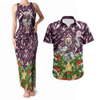 Personalised Sea Eagles Rugby Christmas Couples Matching Tank Maxi Dress and Hawaiian Shirt Santa Rugby Mascot - Pine Wreath Festive