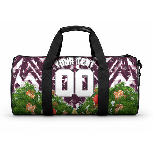 Personalised Sea Eagles Rugby Christmas Duffle Bag Santa Rugby Mascot - Pine Wreath Festive