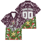 Personalised Sea Eagles Rugby Christmas Family Matching Mermaid Dress and Hawaiian Shirt Santa Rugby Mascot - Pine Wreath Festive