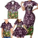 Personalised Sea Eagles Rugby Christmas Family Matching Short Sleeve Bodycon Dress and Hawaiian Shirt Santa Rugby Mascot - Pine Wreath Festive