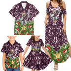 Personalised Sea Eagles Rugby Christmas Family Matching Summer Maxi Dress and Hawaiian Shirt Santa Rugby Mascot - Pine Wreath Festive