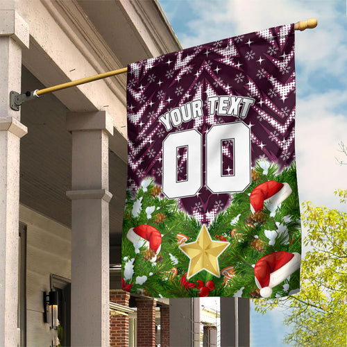 Personalised Sea Eagles Rugby Christmas Garden Flag Santa Rugby Mascot - Pine Wreath Festive
