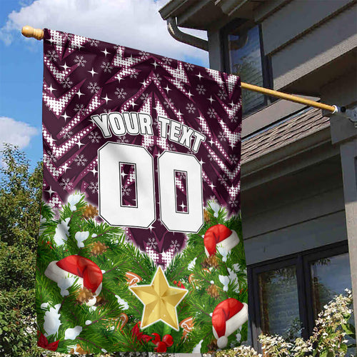Personalised Sea Eagles Rugby Christmas Garden Flag Santa Rugby Mascot - Pine Wreath Festive