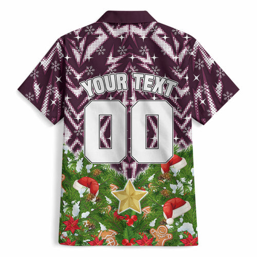 Personalised Sea Eagles Rugby Christmas Hawaiian Shirt Santa Rugby Mascot - Pine Wreath Festive