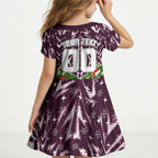 Personalised Sea Eagles Rugby Christmas Kid Short Sleeve Dress Santa Rugby Mascot - Pine Wreath Festive