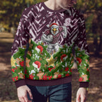Personalised Sea Eagles Rugby Christmas Ugly Christmas Sweater Santa Rugby Mascot - Pine Wreath Festive