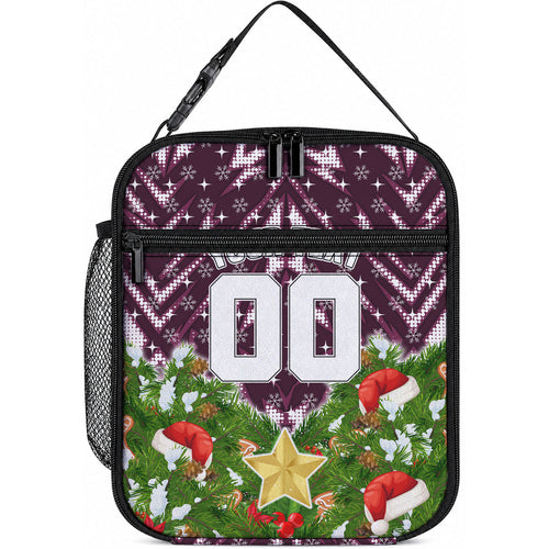 Personalised Sea Eagles Rugby Christmas Lunch Bag Santa Rugby Mascot - Pine Wreath Festive