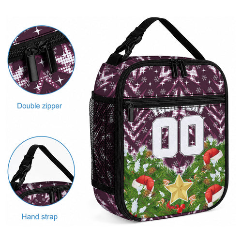 Personalised Sea Eagles Rugby Christmas Lunch Bag Santa Rugby Mascot - Pine Wreath Festive