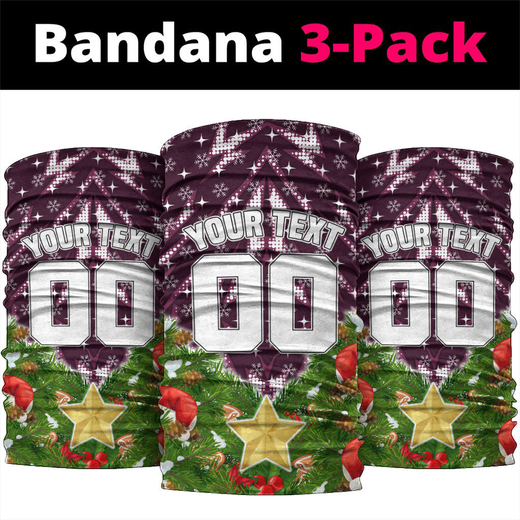 Personalised Sea Eagles Rugby Christmas Neck Gaiter Santa Rugby Mascot - Pine Wreath Festive