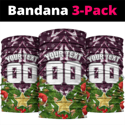 Personalised Sea Eagles Rugby Christmas Neck Gaiter Santa Rugby Mascot - Pine Wreath Festive