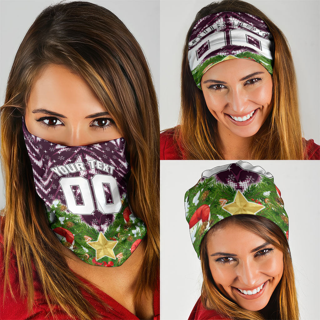 Personalised Sea Eagles Rugby Christmas Neck Gaiter Santa Rugby Mascot - Pine Wreath Festive
