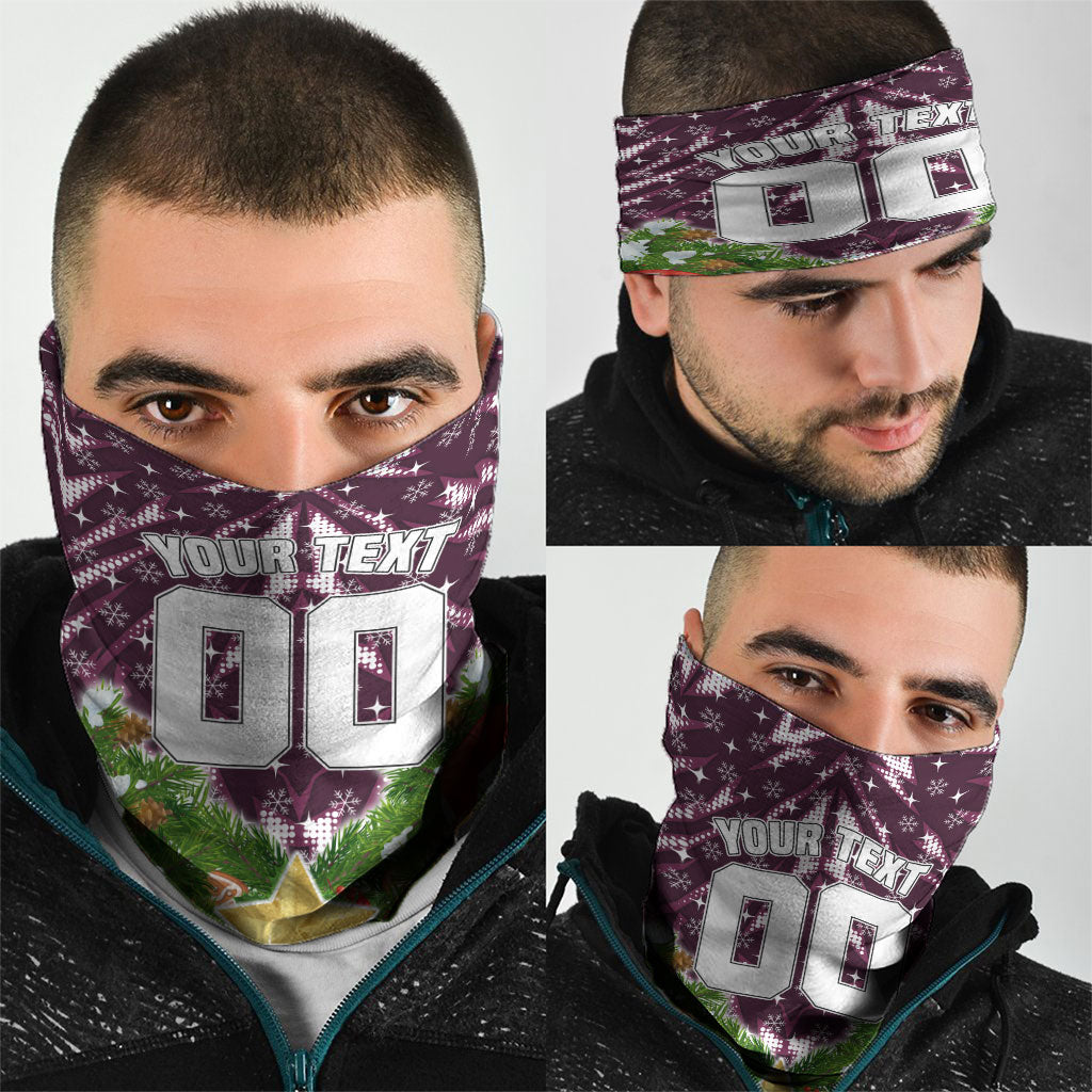 Personalised Sea Eagles Rugby Christmas Neck Gaiter Santa Rugby Mascot - Pine Wreath Festive