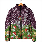 Personalised Sea Eagles Rugby Christmas Padded Jacket Santa Rugby Mascot - Pine Wreath Festive