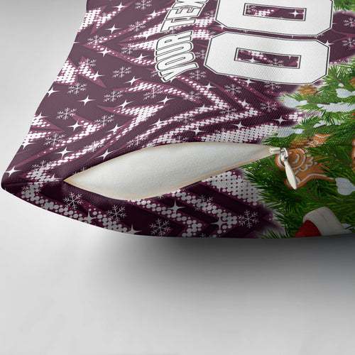 Personalised Sea Eagles Rugby Christmas Pillow Cover Santa Rugby Mascot - Pine Wreath Festive