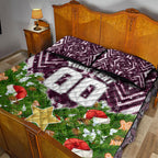 Personalised Sea Eagles Rugby Christmas Quilt Bed Set Santa Rugby Mascot - Pine Wreath Festive