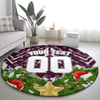 Personalised Sea Eagles Rugby Christmas Round Carpet Santa Rugby Mascot - Pine Wreath Festive