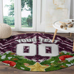 Personalised Sea Eagles Rugby Christmas Round Carpet Santa Rugby Mascot - Pine Wreath Festive
