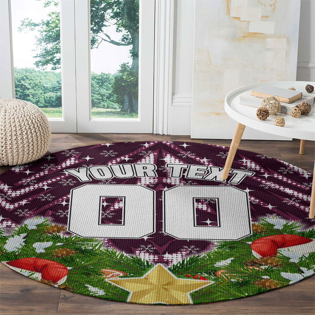 Personalised Sea Eagles Rugby Christmas Round Carpet Santa Rugby Mascot - Pine Wreath Festive