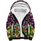 Personalised Sea Eagles Rugby Christmas Sherpa Hoodie Santa Rugby Mascot - Pine Wreath Festive