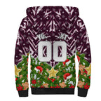 Personalised Sea Eagles Rugby Christmas Sherpa Hoodie Santa Rugby Mascot - Pine Wreath Festive