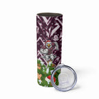 Personalised Sea Eagles Rugby Christmas Skinny Tumbler Santa Rugby Mascot - Pine Wreath Festive