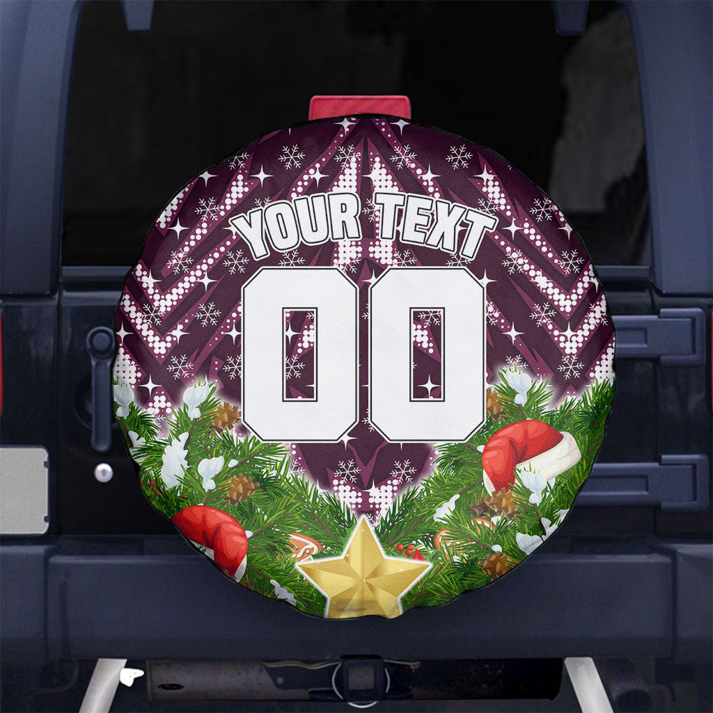 Personalised Sea Eagles Rugby Christmas Spare Tire Cover Santa Rugby Mascot - Pine Wreath Festive