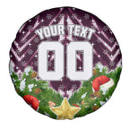 Personalised Sea Eagles Rugby Christmas Spare Tire Cover Santa Rugby Mascot - Pine Wreath Festive
