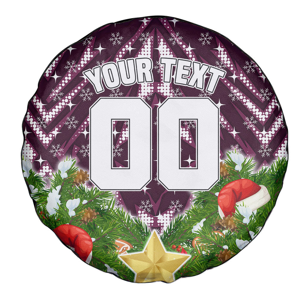 Personalised Sea Eagles Rugby Christmas Spare Tire Cover Santa Rugby Mascot - Pine Wreath Festive