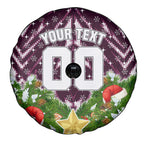 Personalised Sea Eagles Rugby Christmas Spare Tire Cover Santa Rugby Mascot - Pine Wreath Festive
