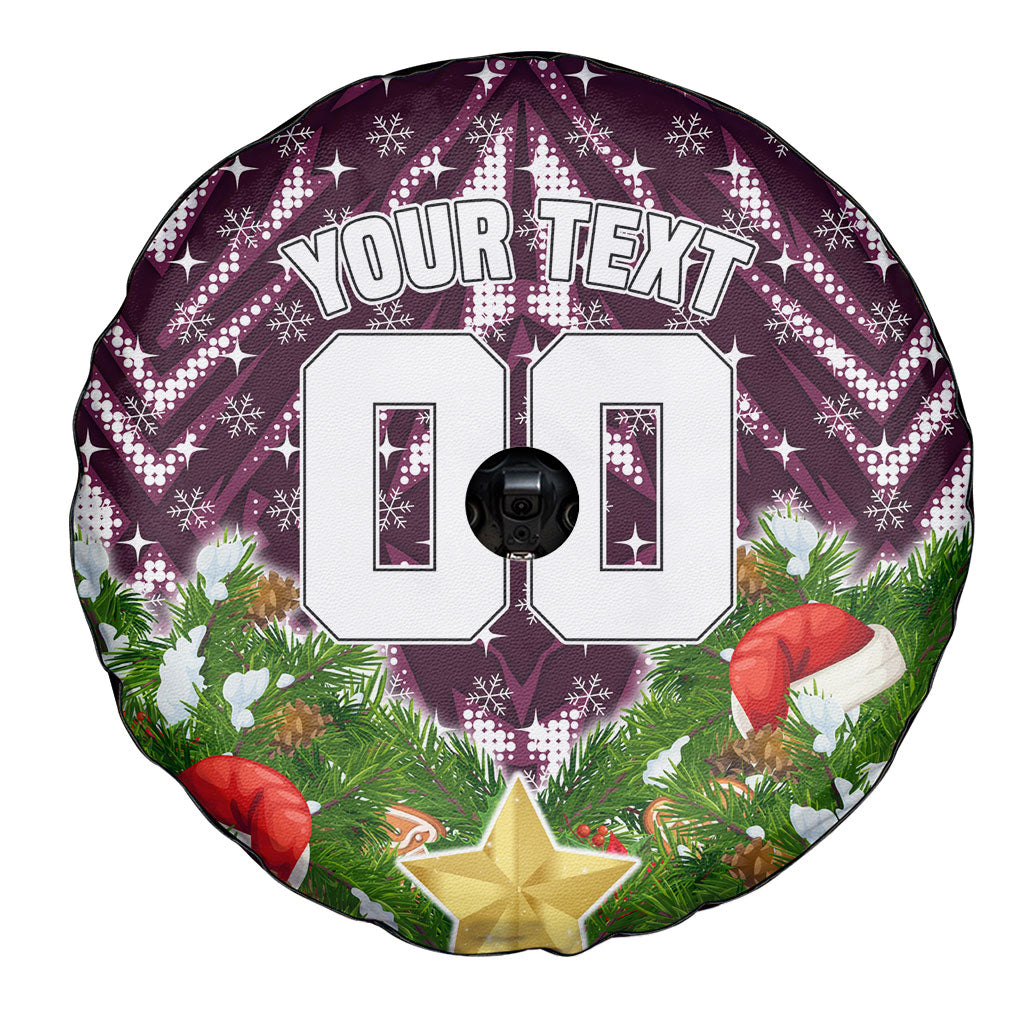 Personalised Sea Eagles Rugby Christmas Spare Tire Cover Santa Rugby Mascot - Pine Wreath Festive