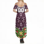 Personalised Sea Eagles Rugby Christmas Summer Maxi Dress Santa Rugby Mascot - Pine Wreath Festive