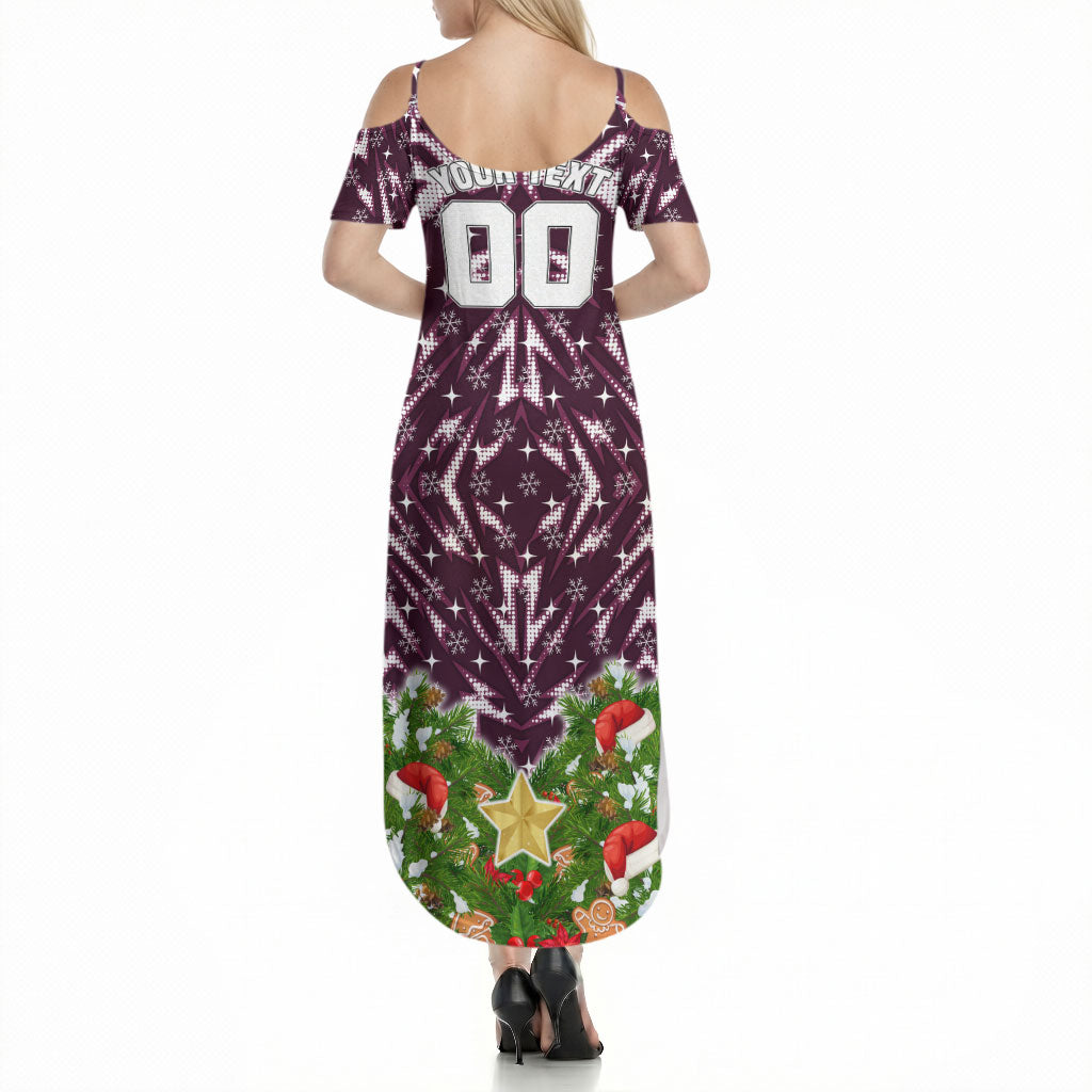 Personalised Sea Eagles Rugby Christmas Summer Maxi Dress Santa Rugby Mascot - Pine Wreath Festive