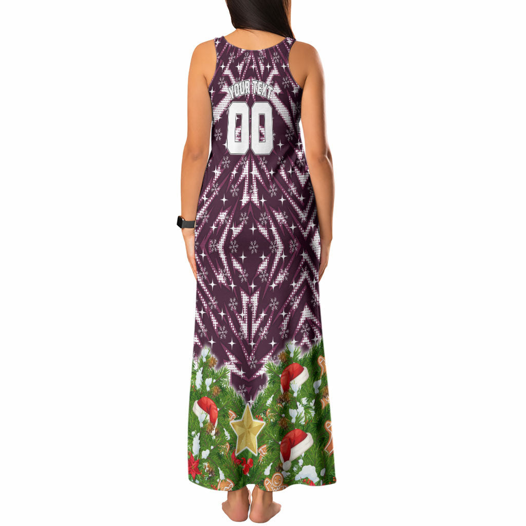 Personalised Sea Eagles Rugby Christmas Tank Maxi Dress Santa Rugby Mascot - Pine Wreath Festive