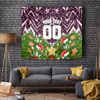 Personalised Sea Eagles Rugby Christmas Tapestry Santa Rugby Mascot - Pine Wreath Festive