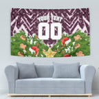 Personalised Sea Eagles Rugby Christmas Tapestry Santa Rugby Mascot - Pine Wreath Festive