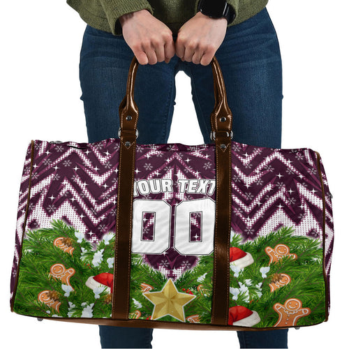 Personalised Sea Eagles Rugby Christmas Travel Bag Santa Rugby Mascot - Pine Wreath Festive