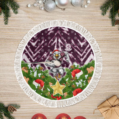 Sea Eagles Rugby Christmas Tree Skirt Santa Rugby Mascot - Pine Wreath Festive