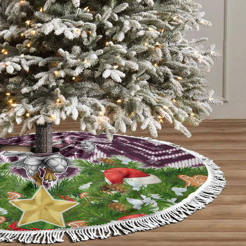 Sea Eagles Rugby Christmas Tree Skirt Santa Rugby Mascot - Pine Wreath Festive