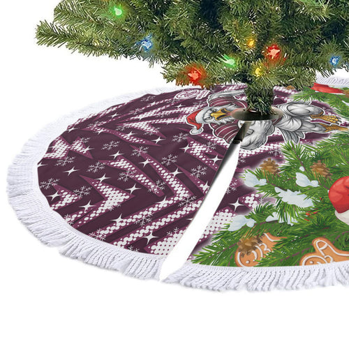 Sea Eagles Rugby Christmas Tree Skirt Santa Rugby Mascot - Pine Wreath Festive