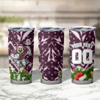Personalised Sea Eagles Rugby Christmas Tumbler Cup Santa Rugby Mascot - Pine Wreath Festive