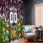Personalised Sea Eagles Rugby Christmas Window Curtain Santa Rugby Mascot - Pine Wreath Festive