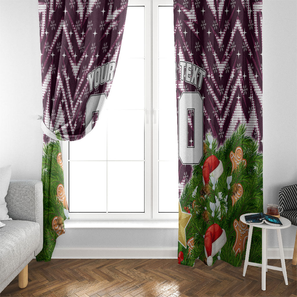 Personalised Sea Eagles Rugby Christmas Window Curtain Santa Rugby Mascot - Pine Wreath Festive