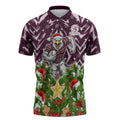 Personalised Sea Eagles Rugby Christmas Zipper Polo Shirt Santa Rugby Mascot - Pine Wreath Festive