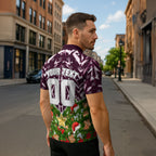 Personalised Sea Eagles Rugby Christmas Zipper Polo Shirt Santa Rugby Mascot - Pine Wreath Festive
